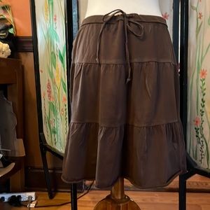 Gap brown tired mini skirt, cotton drawstring waist, comfortable